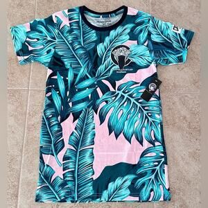 NWT Crooks & Castles All Over Palm Medusa Tee in Pink Multi